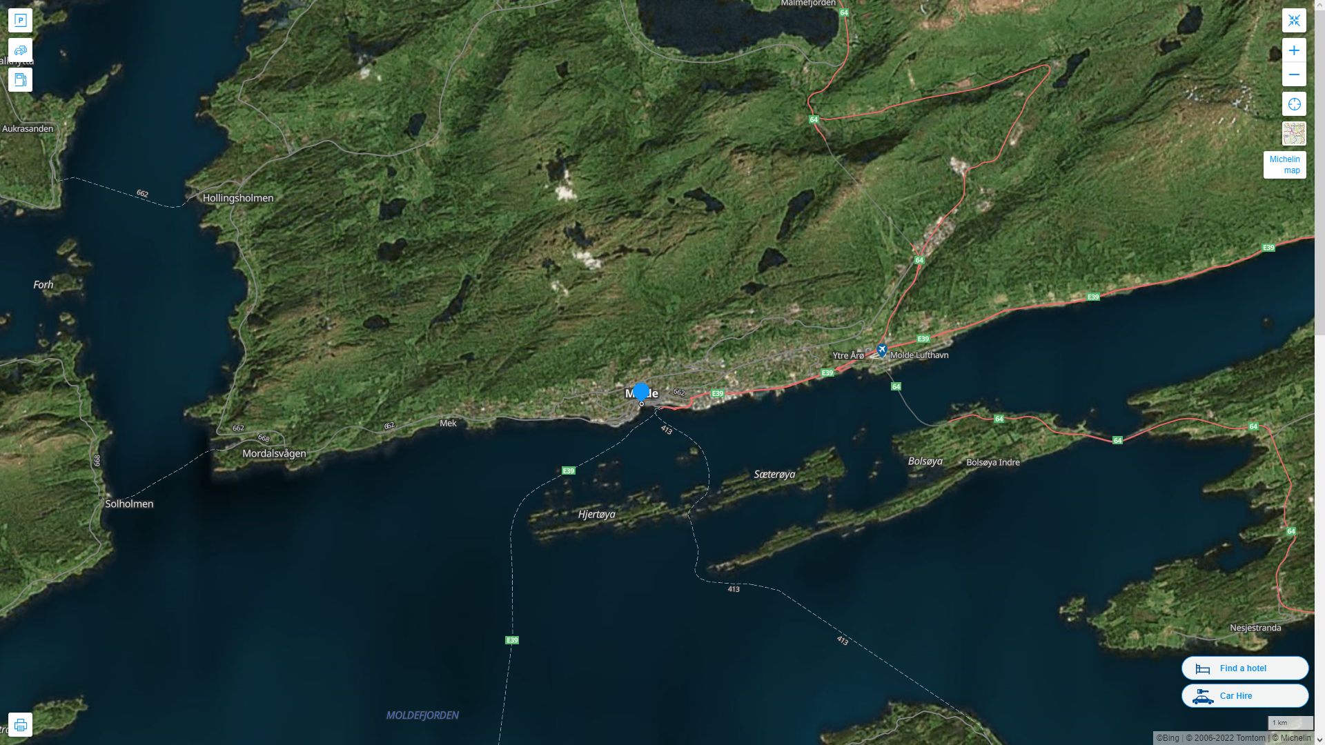 Molde Highway and Road Map with Satellite View